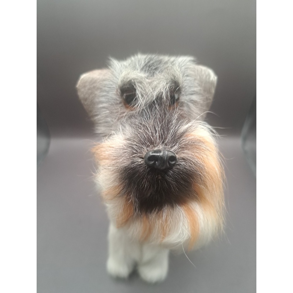 Realistic Furry Dog Figurine‎ Terrier Mini Schnauzer Scotty Gray Puppy Beard Pet - Picture 12 of 15